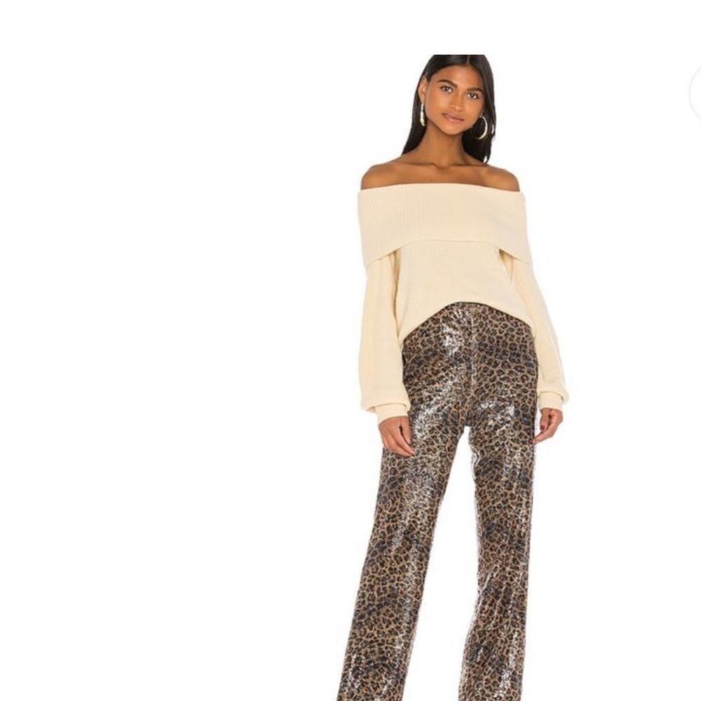 LPA Logan High Waisted Wide Leg Leopard Print Pant Size Small NWT